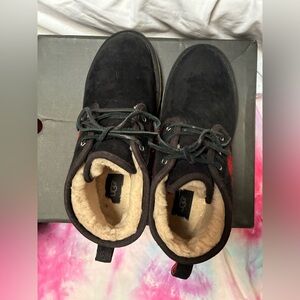 UGG Black Suede Ankle Boots with Cozy Lining